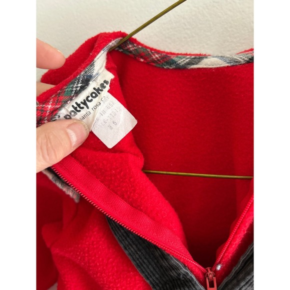 Pattycakes Vintage Girls Red Fleece Top Black Cord Scottie Jumper Beret Set 6 - Picture 7 of 9